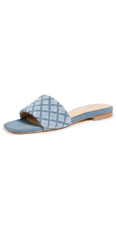 L Agence Aloise Denim Slide Sandal In Light Blue Denim