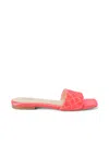 L Agence Aloise Slide Sandal In Neon Coral Satin