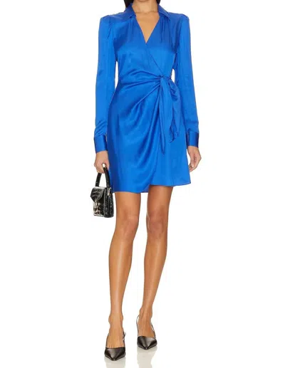 L Agence Amani Wrap Mini Dress In Cobalt Blue