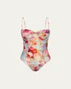 L Agence L'agence Amie Soft Clound Underwire One-piece Swimsuit In Multi