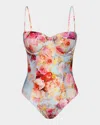 L Agence L'agence Amie Soft Clound Underwire One-piece Swimsuit In Multi