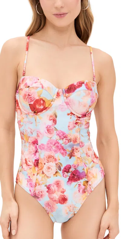 L Agence Amie Soft Cloud Underwire Bandeau One Piece Multi