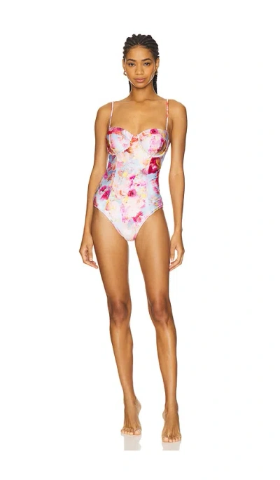 L Agence Amie Soft Cloud Underwire Bandeau One Piece Swimsuit In Multi