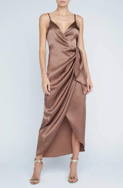 L Agence Amilia Silk Maxi Wrap Dress In Sparrow