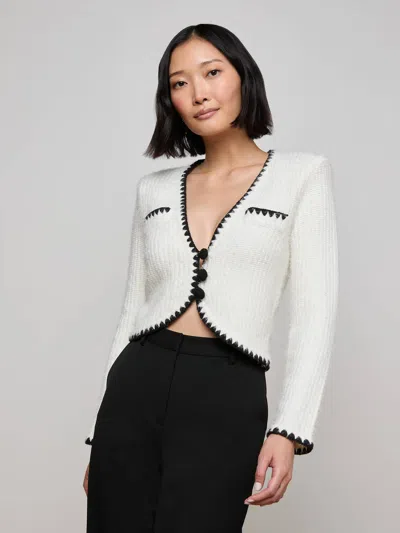 L Agence Anaya Knit Cardigan In White