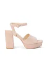 L Agence Andree Ankle Strap Platform Sandal In Pecan Suede