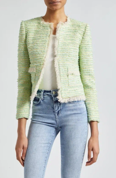 L'agence Angelina Tweed Jacket In Light Green Multi