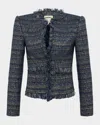 L Agence Angelina Tweed Jacket In Bluegreen Multi Tweed