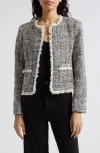 L Agence Angelina Tweed Jacket In Ecru/ Black/ Metallic