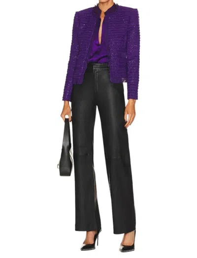 L Agence Angelina Tweed Blazer In Deep Violet In Purple