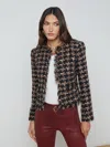 L Agence Angelina Tweed Jacket In Black Multi Tweed