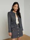 L Agence Angelina Tweed Jacket In Blue/green Multi Tweed