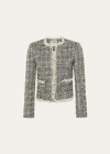 L Agence Angelina Tweed Jacket In Ecrublkm