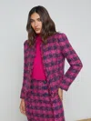 L Agence Angelina Tweed Jacket In Midnight/acai/ruby Tweed