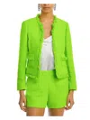 L AGENCE ANGELINA WOMENS TWEED CROPPED OPEN-FRONT BLAZER