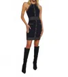 L Agence Anissa Button-front Dress In Black/grey Lurex In Black