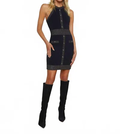 L Agence Anissa Button-front Dress In Black/grey Lurex