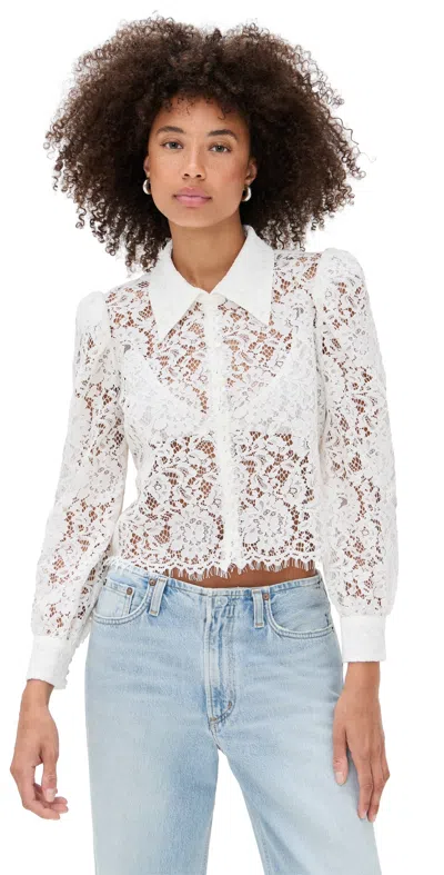 L AGENCE ANITA LACE BUTTON UP BLOUSE IVORY