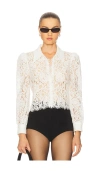 L Agence Anita Lace Button Up Top In White