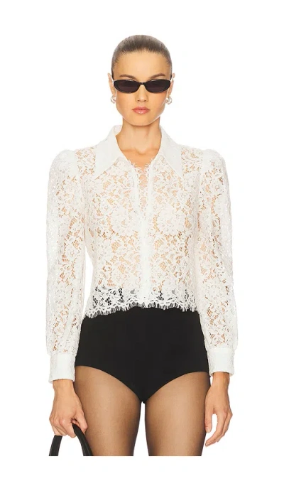 L Agence Anita Lace Button Up Top In White