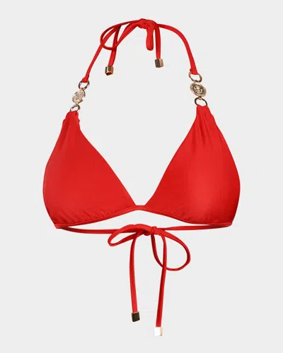 L Agence Annabelle Triangle Bikini Top In Rouge