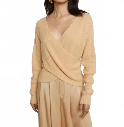 L Agence Antonella Crossover Sweater In Warm Sand In Brown