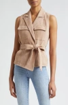 L AGENCE ARBOR BELTED WRAP FRONT SUEDE VEST