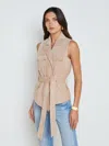 L Agence Arbor Wrap Belted Vest In Cashew