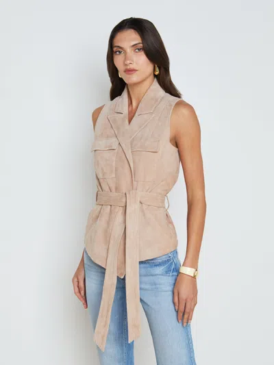 L Agence Arbor Suede Waistcoat In Cashew