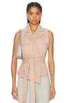L Agence Arbor Wrap Belted Vest In Cashew