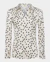 L Agence Argo Satin Blouse In Ecrublack Polka Dot