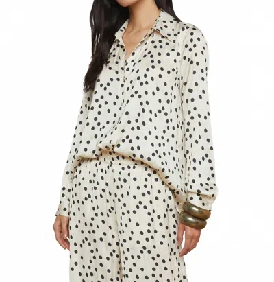 L Agence Argo Polka Dot Blouse In Ecru/black