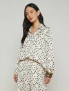 L Agence Argo Satin Blouse In Ecru/black Polka Dot
