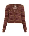 L Agence Ariadne Mixed Stripe Cardigan In Burgundy