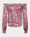 L'agence Ariela Paisley Off-shoulder Blouse In Mauve Mlt French Psly