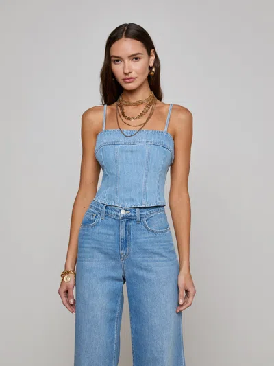 L Agence Arlin Denim Tank In Blue