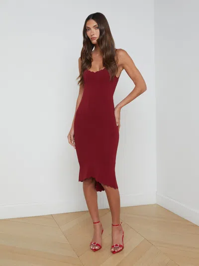 L Agence Asa Knit Dress In Dark Wine