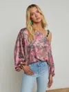 L Agence Asami Chain One-shoulder Blouse In Mauve Multi Kesi Print