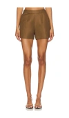 L'agence Ashton Linen-blend Short In Brown