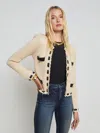 L Agence L'agence Astor Contrast Trim Cardigan In Biscuit/black