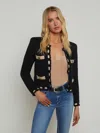 L Agence Astor Contrast Trim Cardigan In Black/cappuccino