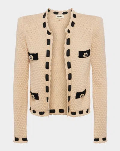 L AGENCE ASTOR CONTRAST TRIM CARDIGAN