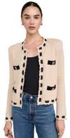 L Agence L'agence Astor Contrast Trim Cardigan In Biscuit/black