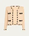 L Agence L'agence Astor Contrast Trim Cardigan In Biscuitblack