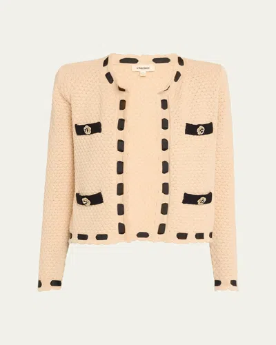 L AGENCE ASTOR CONTRAST TRIM CARDIGAN