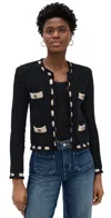 L Agence Astor Contrast Trim Cardigan In Black/cappuccino