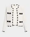L Agence Astor Contrast Trim Cardigan In Ivory Black