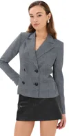 L Agence Atmore Plaid Blazer In White/black Glen Plaid