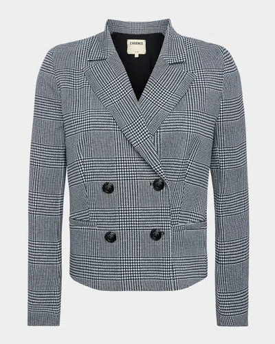 L AGENCE ATMORE HOUNDSTOOTH DOUBLE-BREASTED BLAZER