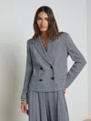L Agence Atmore Plaid Blazer In White/black Glen Plaid